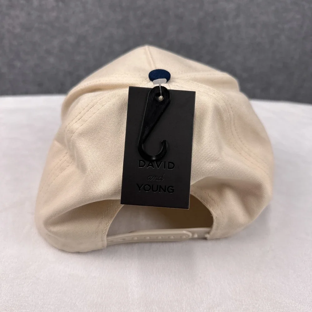 David and Young American Honey Trucker Hat OSFM Beige Navy Blue Cotton Snapback